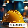 Gelber Helm liegt auf einem Besprechungstisch im Meetingraum an den Menschen reden