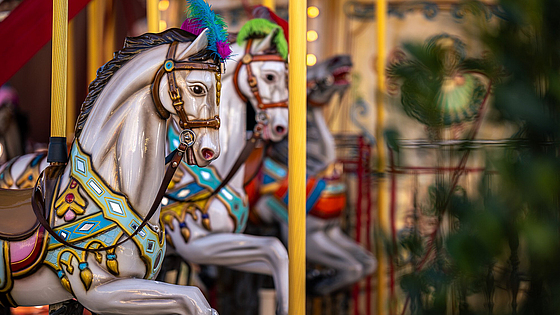 Detailaufnahme Pferde auf Venetian Carousel