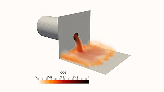 Computersimulation von ausfließendem CO2 aus einem Biertank