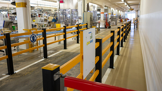 Wegetrennung in Produktionshalle im Maggi-Werk Singen