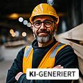 Preview: Mann in einem Lager, Schutzhelm, Warnweste