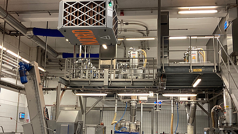 Luftreiniger in der Teigerei bei Firma Hiestand