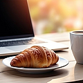Frisches, leckeres Croissant und eine Tasse Kaffee vor dem Hintergrund des Arbeitsplatzes | © HN Works - stock.adobe.com
KI generiertes Bild Frisches, leckeres Croissant und eine Tasse Kaffee vor dem Hintergrund des Arbeitsplatzes