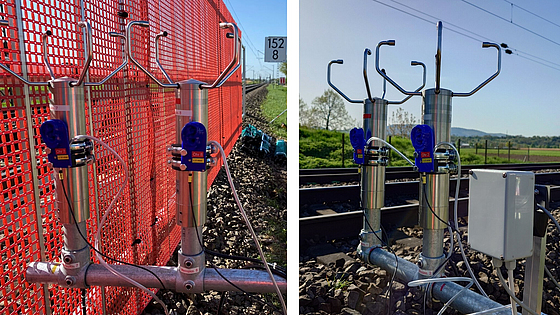 Messung von Windgeschwindigkeit und Druck mit und ohne Mobile Schutzwand am Gleis