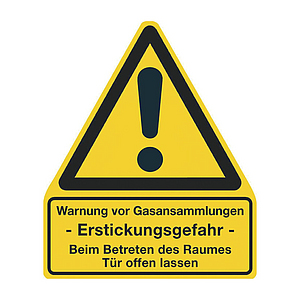 Warnzeichen „Warnung vor Gasansammlungen“ | © BGN Warnschild Erstickungsgefahr bei Getränkeschankanlagen