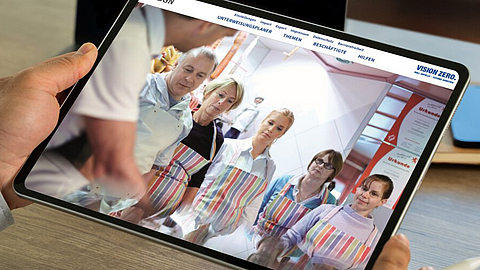 Startseite des BGN-Unterweisungsplaners auf einem Tablet-Bildschirm