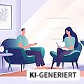 Psychologe und Patient als gezeichnete Figuren