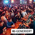 Barkeeper arbeiten in einer sehr vollen Bar.