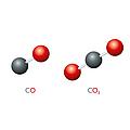 Preview: Kohlenmonoxid-CO- und Kohlendioxid-CO2-Molekülmodelle und chemische Formeln BEARBEITET